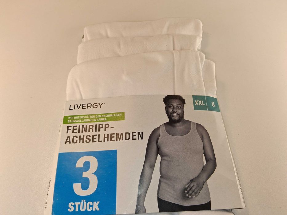 A165 Zestaw 3x Koszulki Męskie Białe Bez RękawówPodkoszulkiLivergy XXL