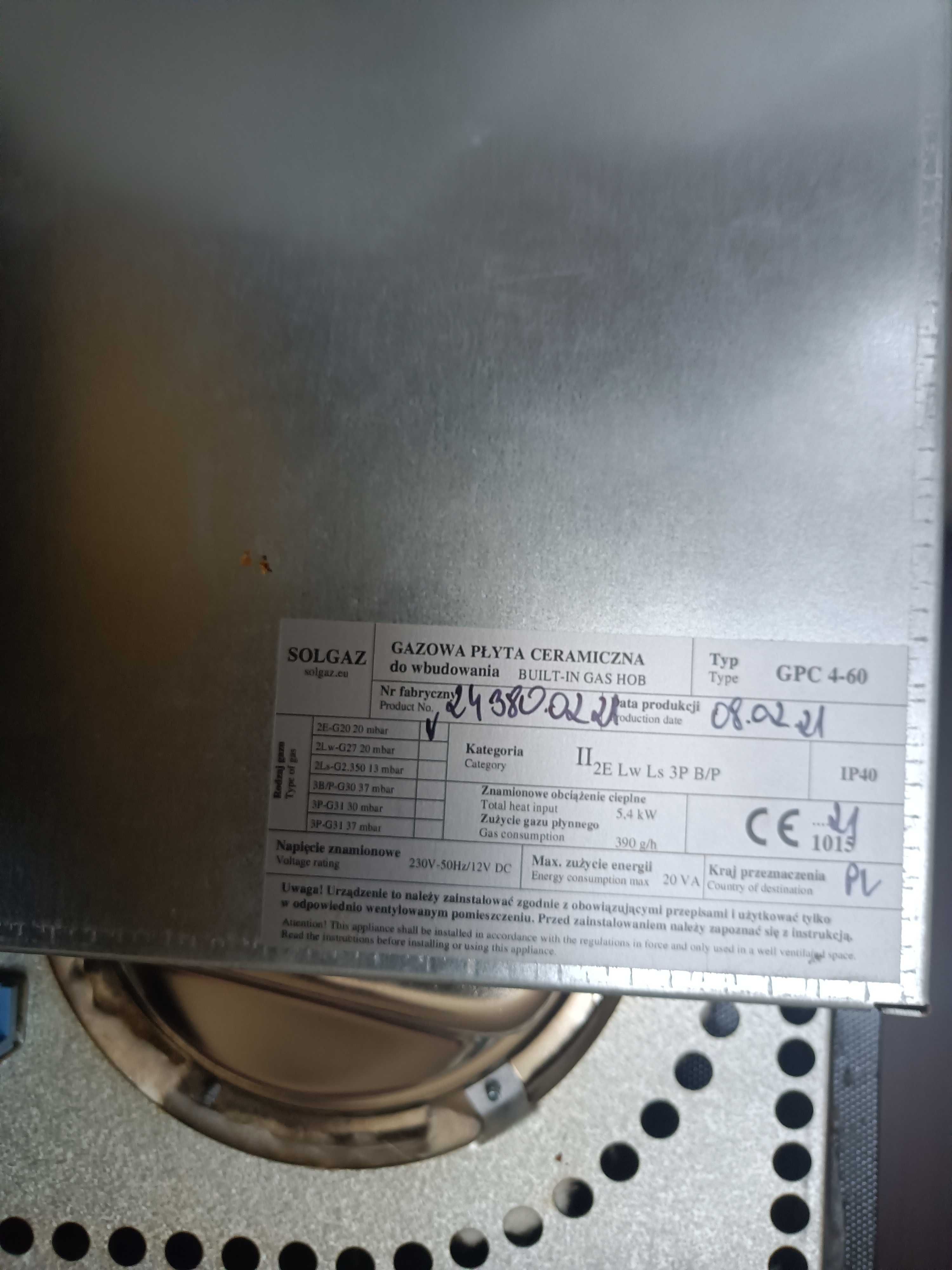 Płyta gazowa Solgaz GPC 4+1