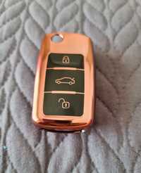 Capa para chave do carro rosa gold nova