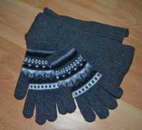 В’язані рукавиці / перчатки з орнаментом та шарф