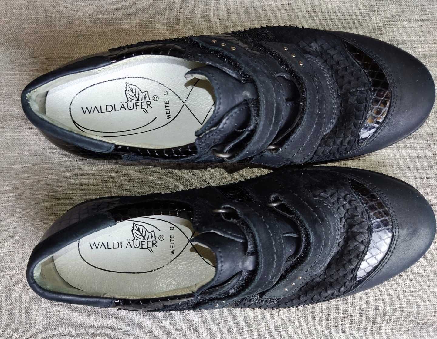 Waldlaufer skórzane buty damskie czarne 36