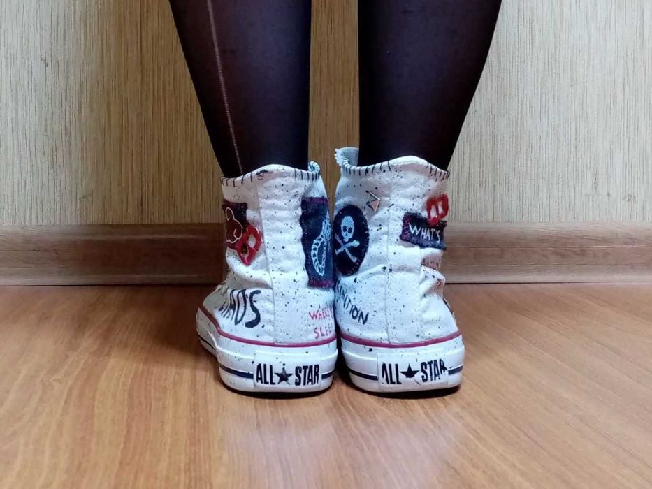 Кастомні кеди Converse, ручний розпис у стилі панк, гранж. Унісекс