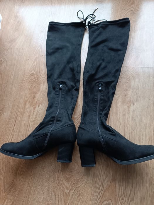 Buty damskie długie za kolano zamszowe