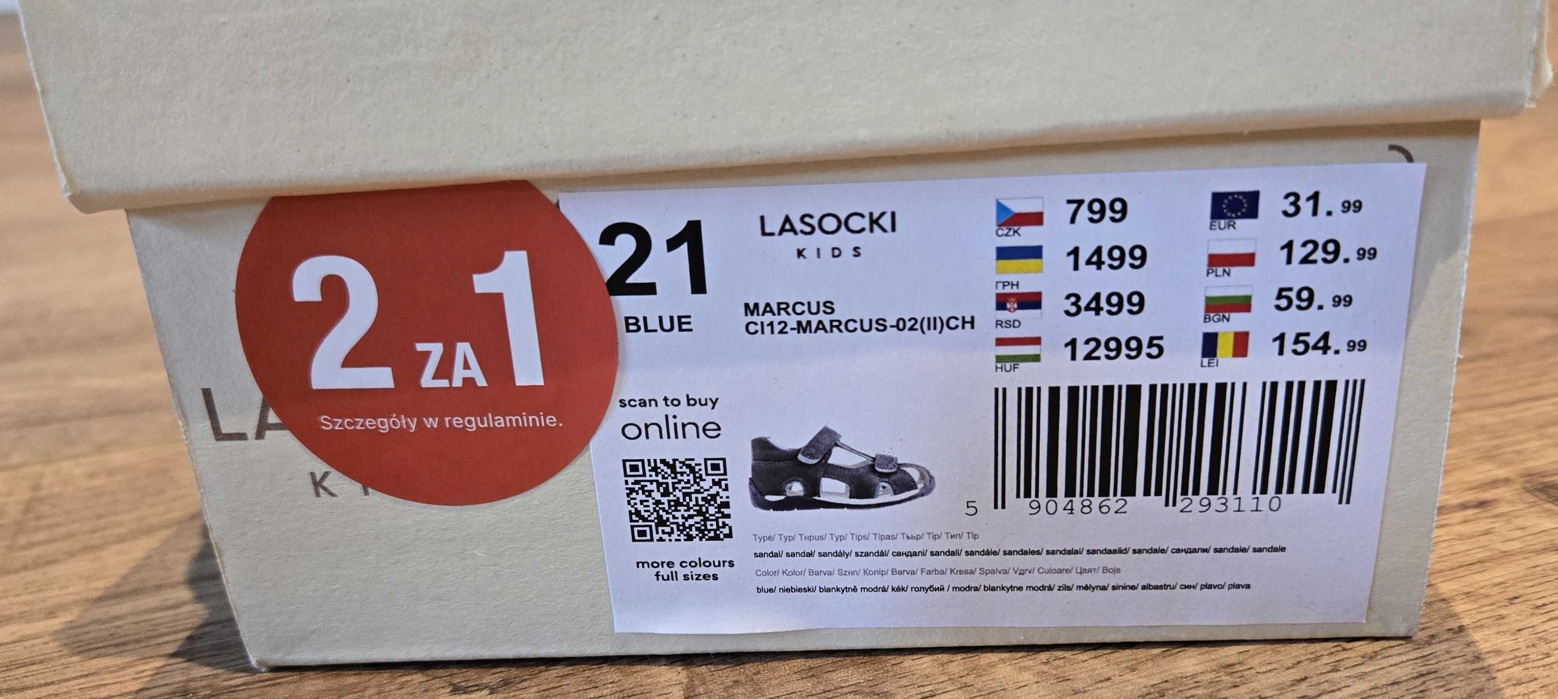 Sandałki Lasocki Kids Marcus - roz. 21 Niebieskie