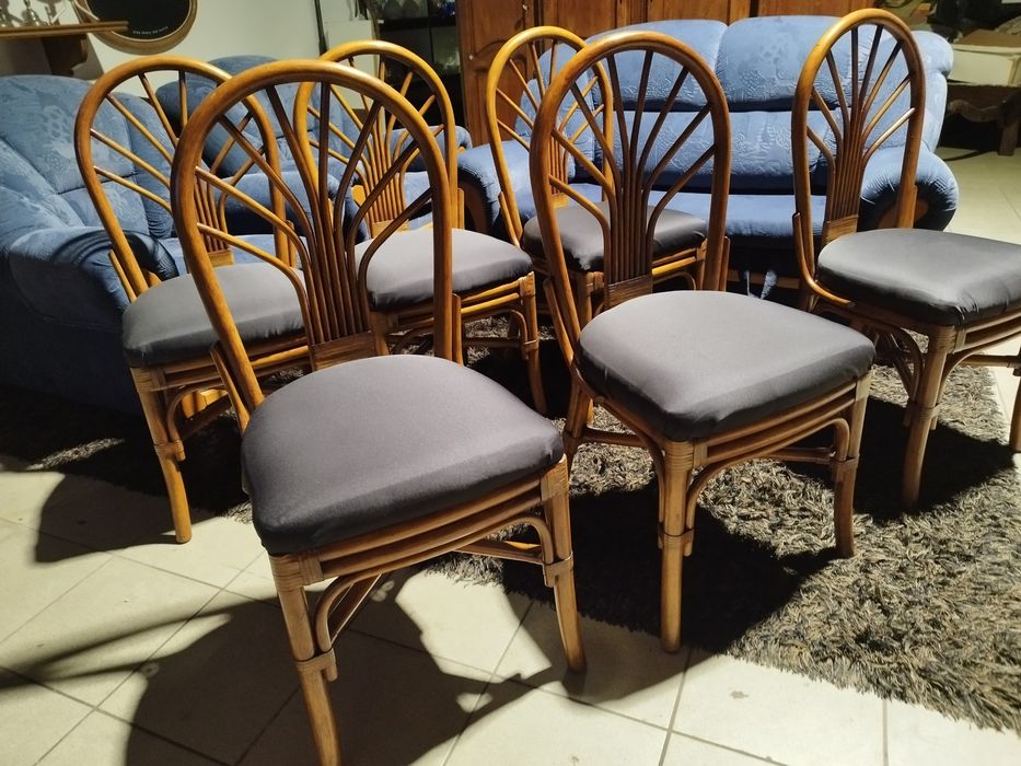 krzesła rattanowe VINTAGE 6 sztuk kuchenne tarasowe