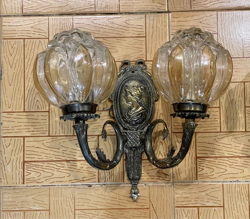 Par de candeeiros parede com bolhas de ar vidro, art nouveau