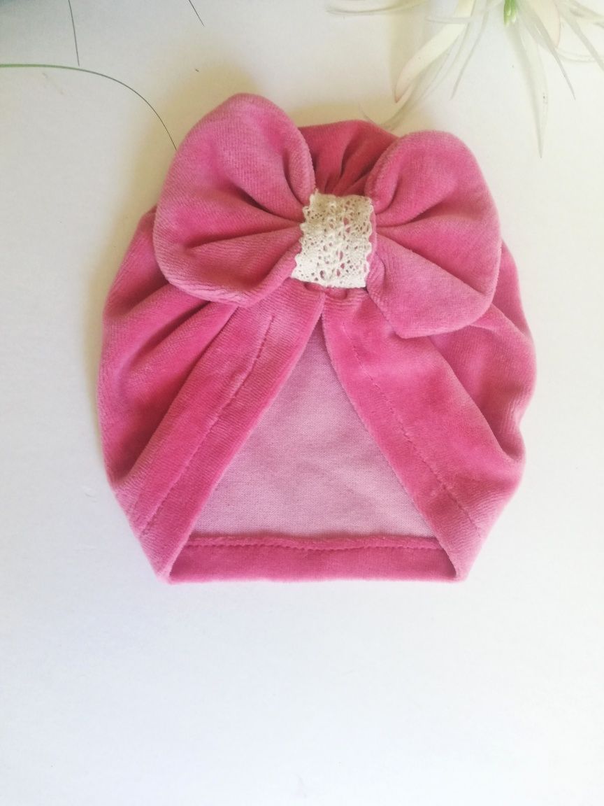 Turban i chusta z chwostem welur handmade