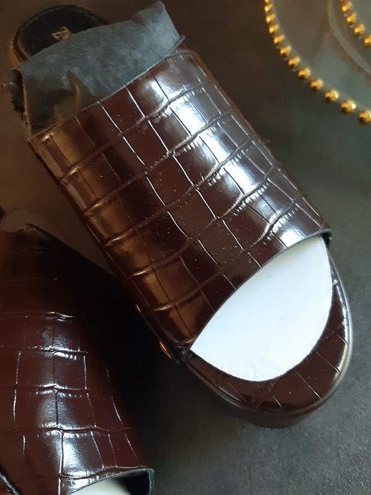 Koturny Zara 38 brąz czekolada buty klapki sandały tkmaxx wysokie lato
