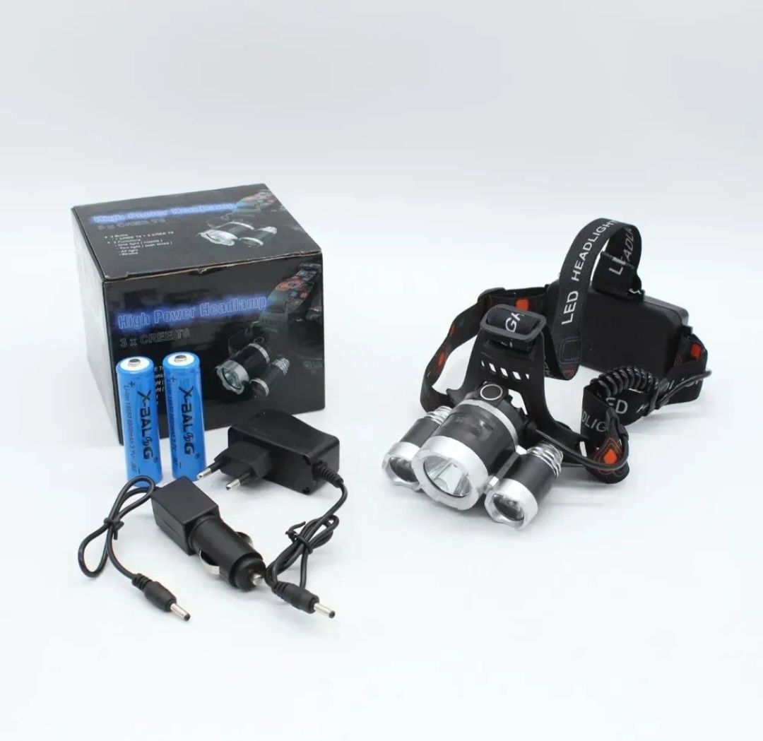 Фонарь X-Balog Rj-3000 T6 | Налобный фонарь на 3 LED лампы