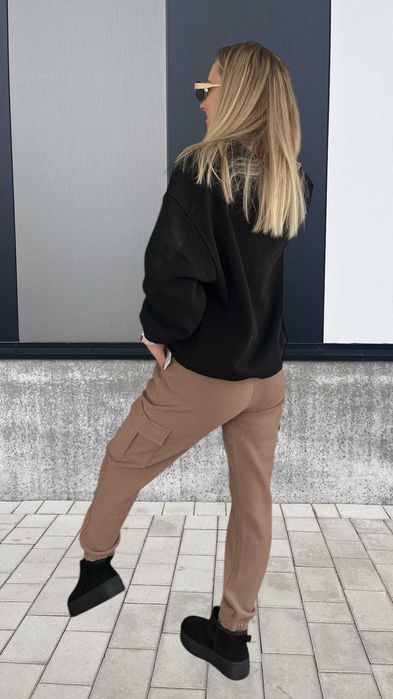 Ocieplane damskie spodnie bojówki z dużymi kieszeniami -fango r.S/M