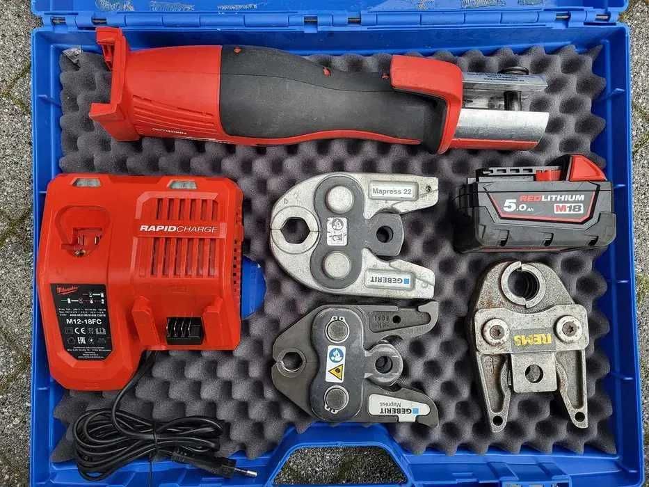 Zaciskarka Milwaukee BLHP6T + Szczęki M15 M22 U25 + Aku 5Ah Ładna!!
