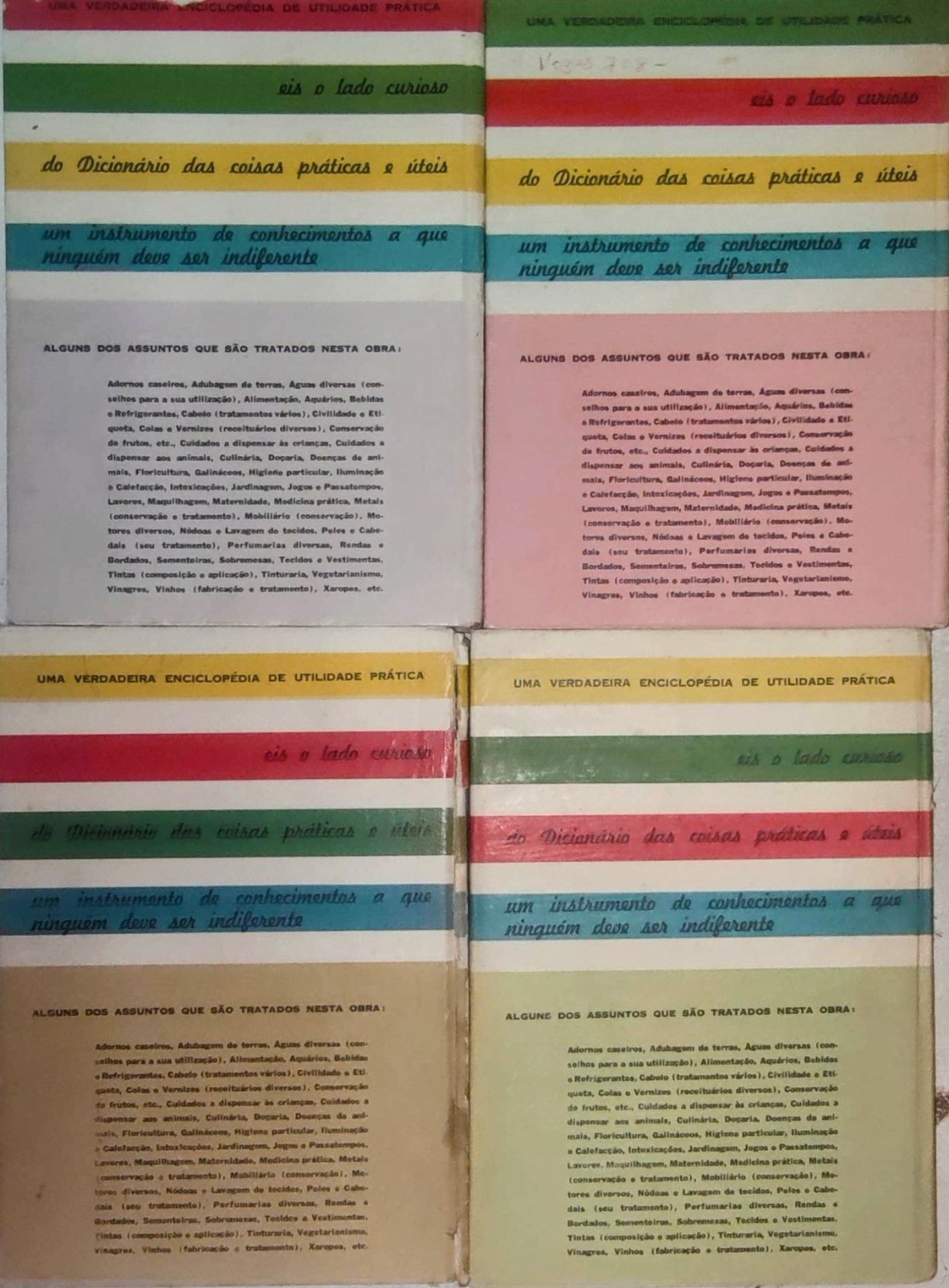 Livro Ref: E2 - Dicionário das Coisas Práticas e Úteis 4 Volumes