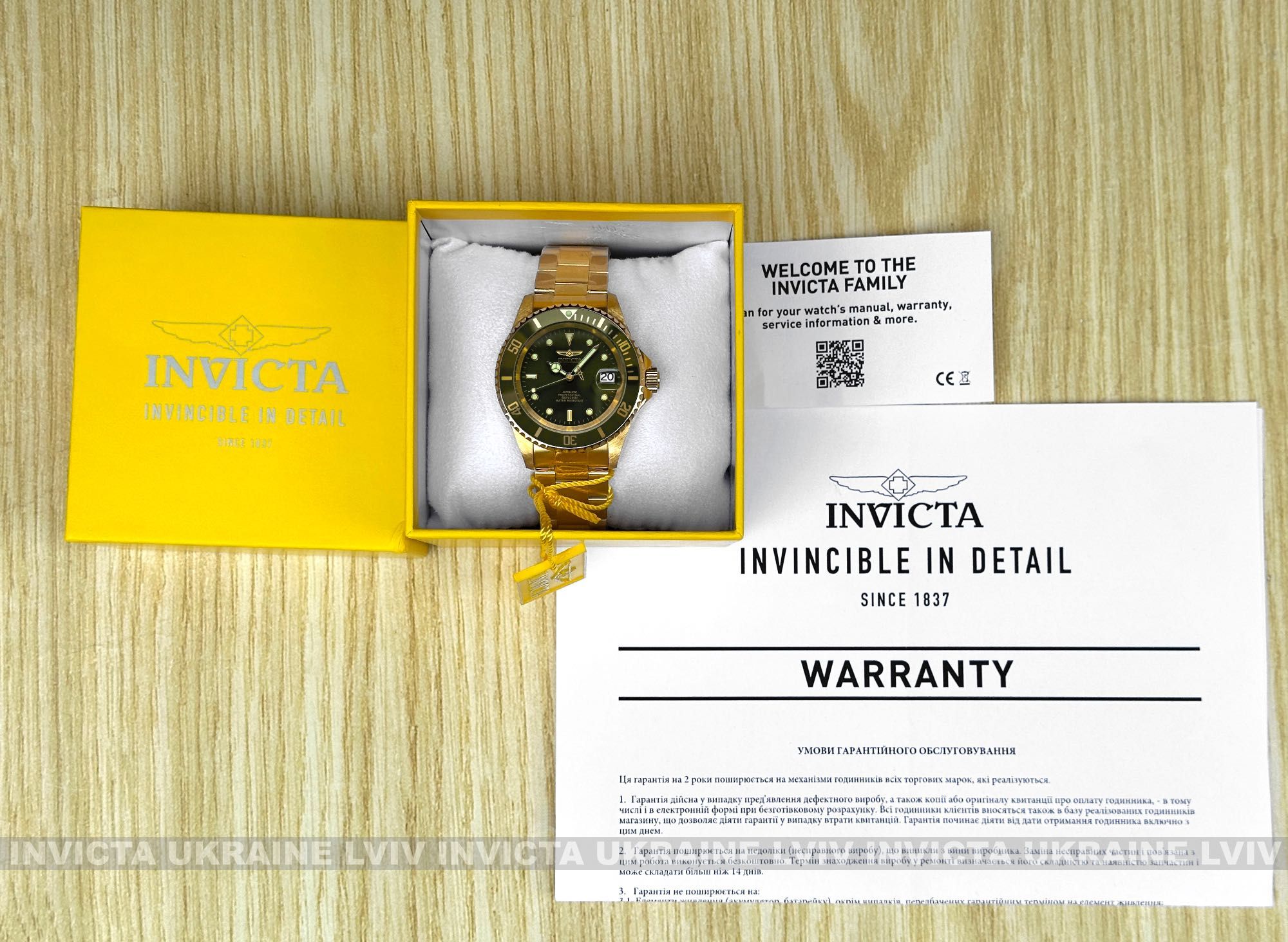 Часы Invicta 35698 Pro Diver Automatic 40 мм. Olive Green Gold.