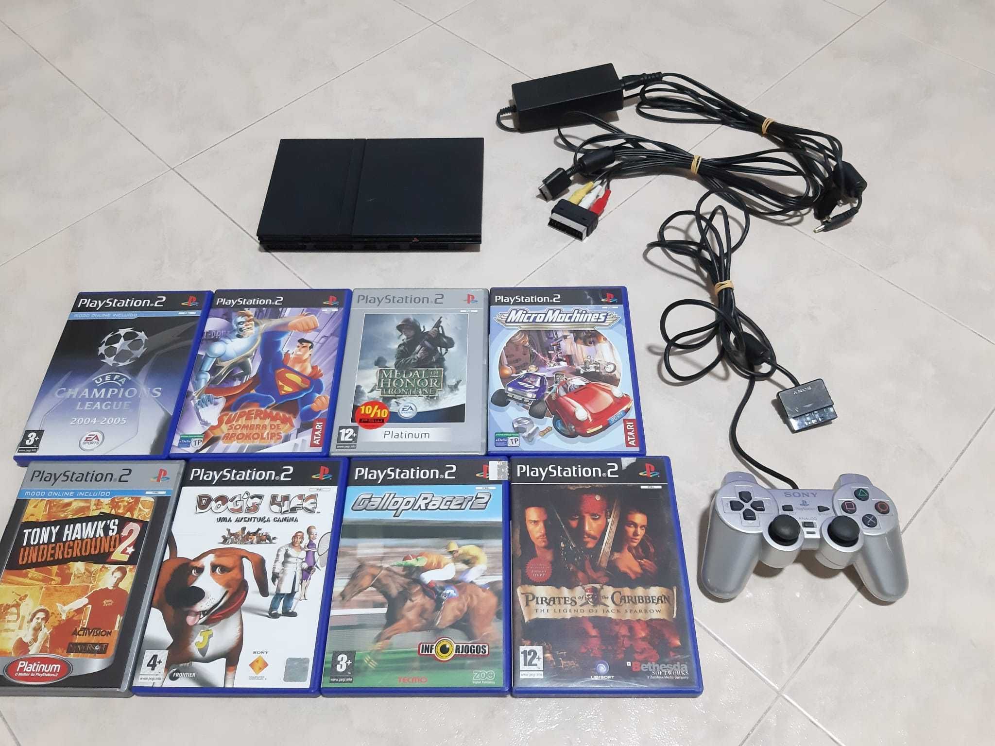 PS2 com 8 JOGOS E comando SONY
