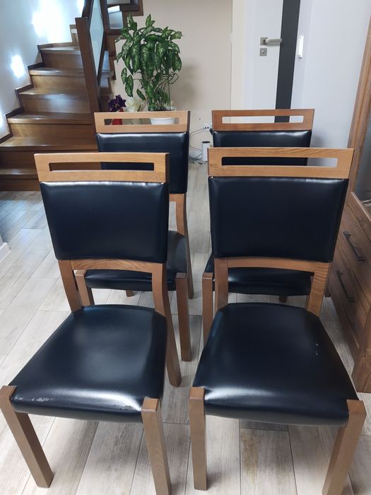 Krzesła drewniane, ekoskóra komplet 6 sztuk