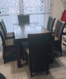 Stół 6 krzeseł lite drewno