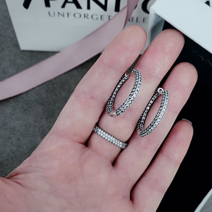 Пандора сережки  каблучка  паве кульчики Pandora