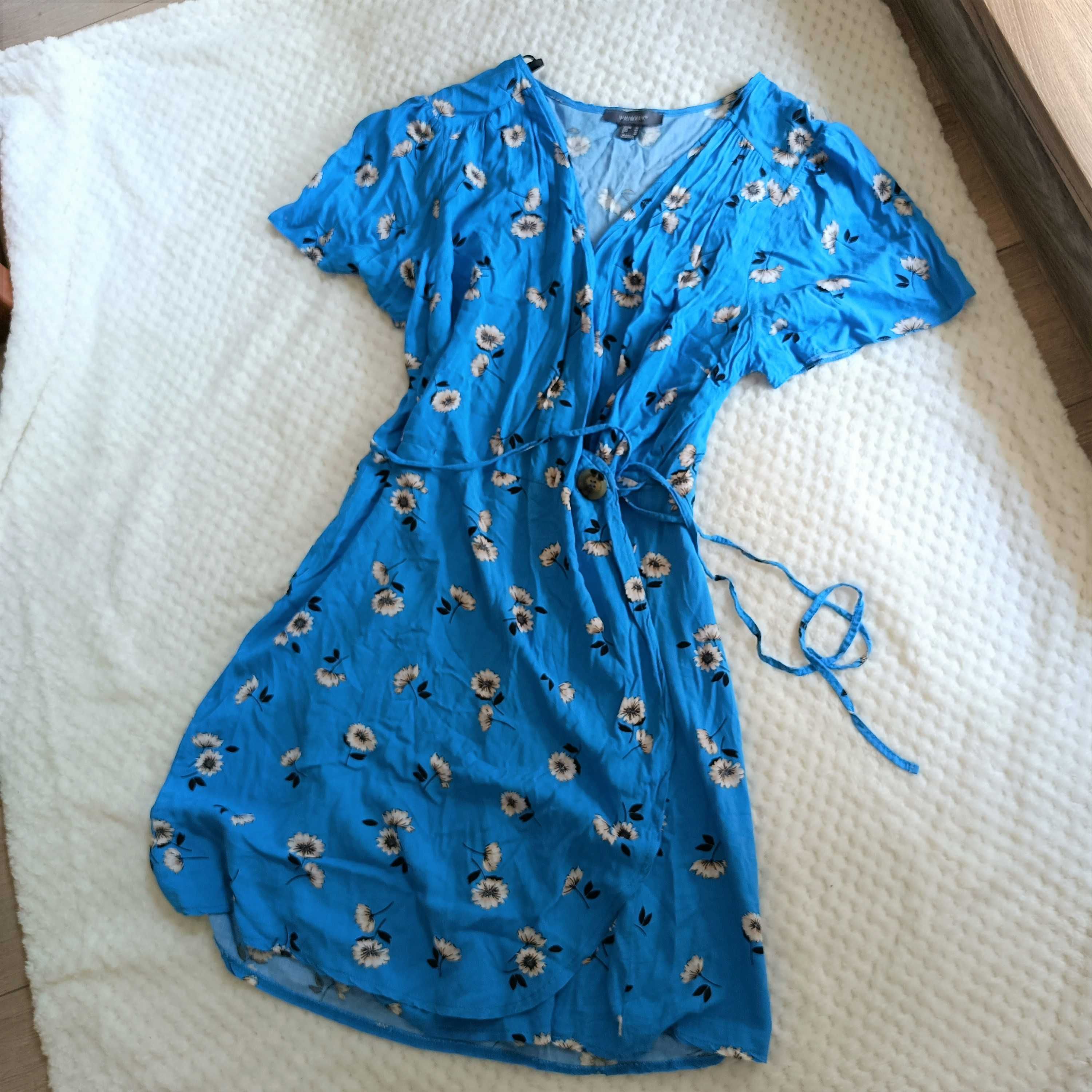 Niebieska, kopertowa sukienka M Primark