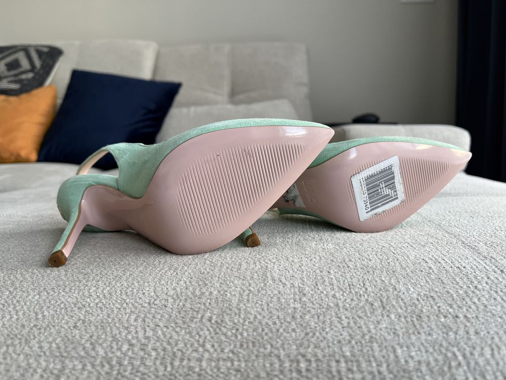 Liu Jo szpilki Marilyn Slingback Aqua 35 36 23,5cm zamszowe