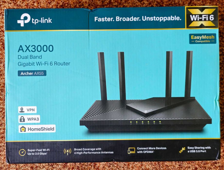 Router TP-LINK Archer AX55 AX3000 4LAN 1WAN 1USB