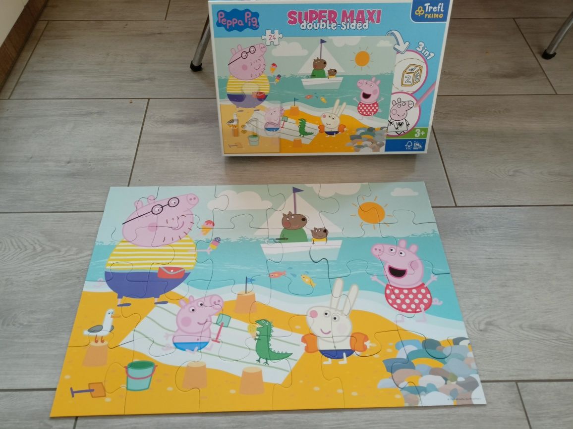 Świnka PeppaTrefl puzzle, Peppa Pig Super maxi double sided 24 element