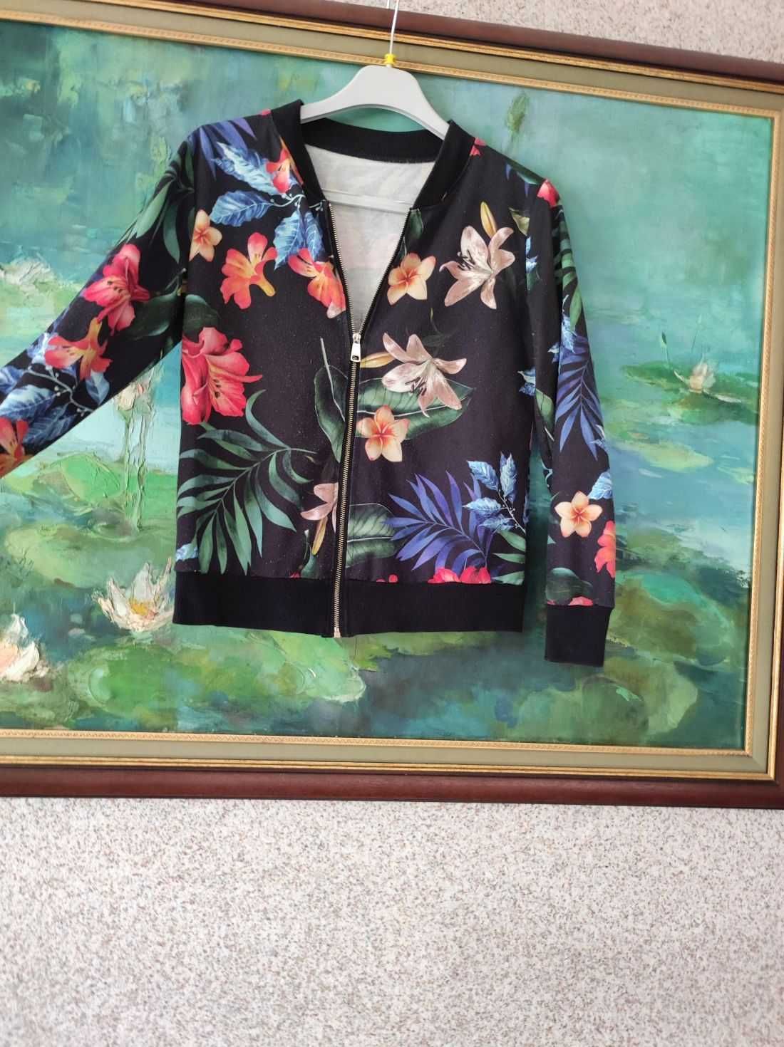 kurtka bomberka bluza zasuwana w kwiaty  floral