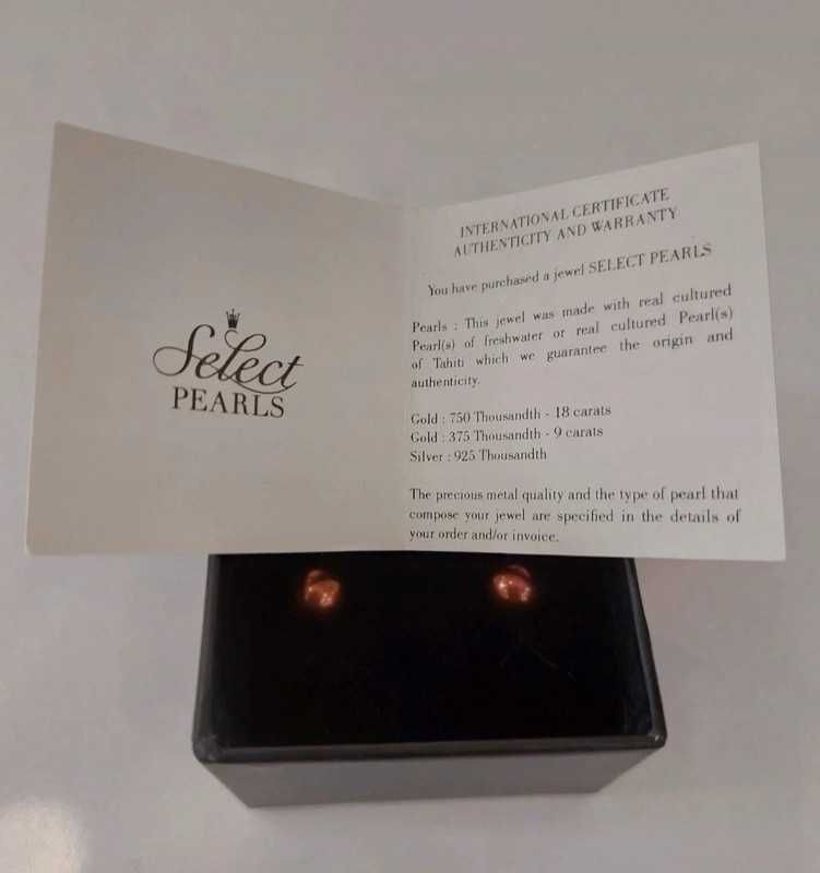 Kolczyki Select Pearls - PERŁY brązowe + srebro 925 + certyfikat