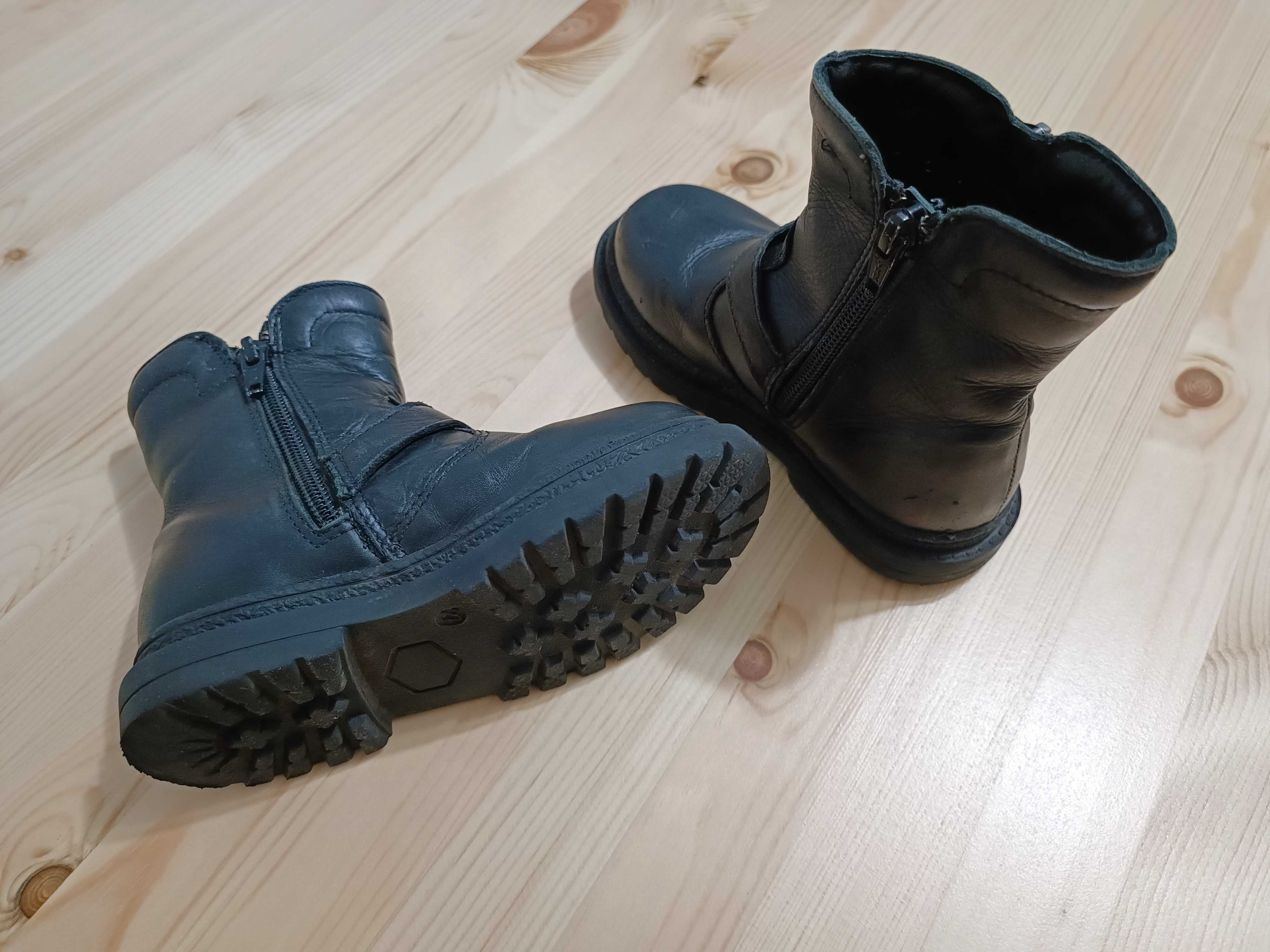 Buty skórzane kozaki kozaczki czarne zimowe Lasocki Kids r. 27