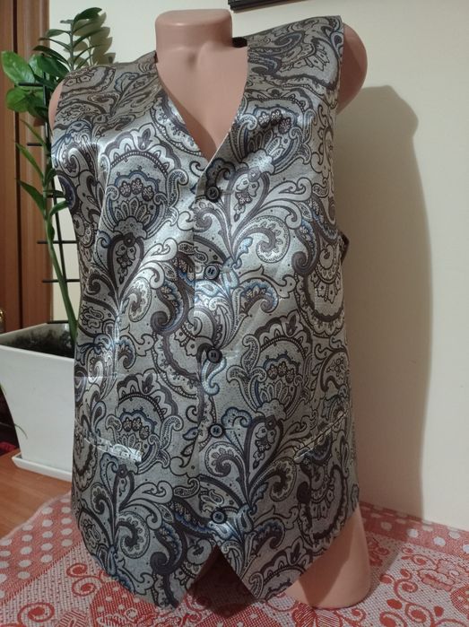 Чоловічий шовковий жилет з візерунком пейслі шовкова жилетка