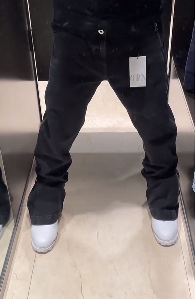 Zara jeans flared zip black/blue/grey