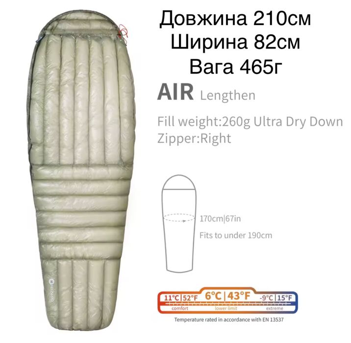 Легкохідний 465г пуховий теплий спальний мішок +11/6/-9 AegisMax похід