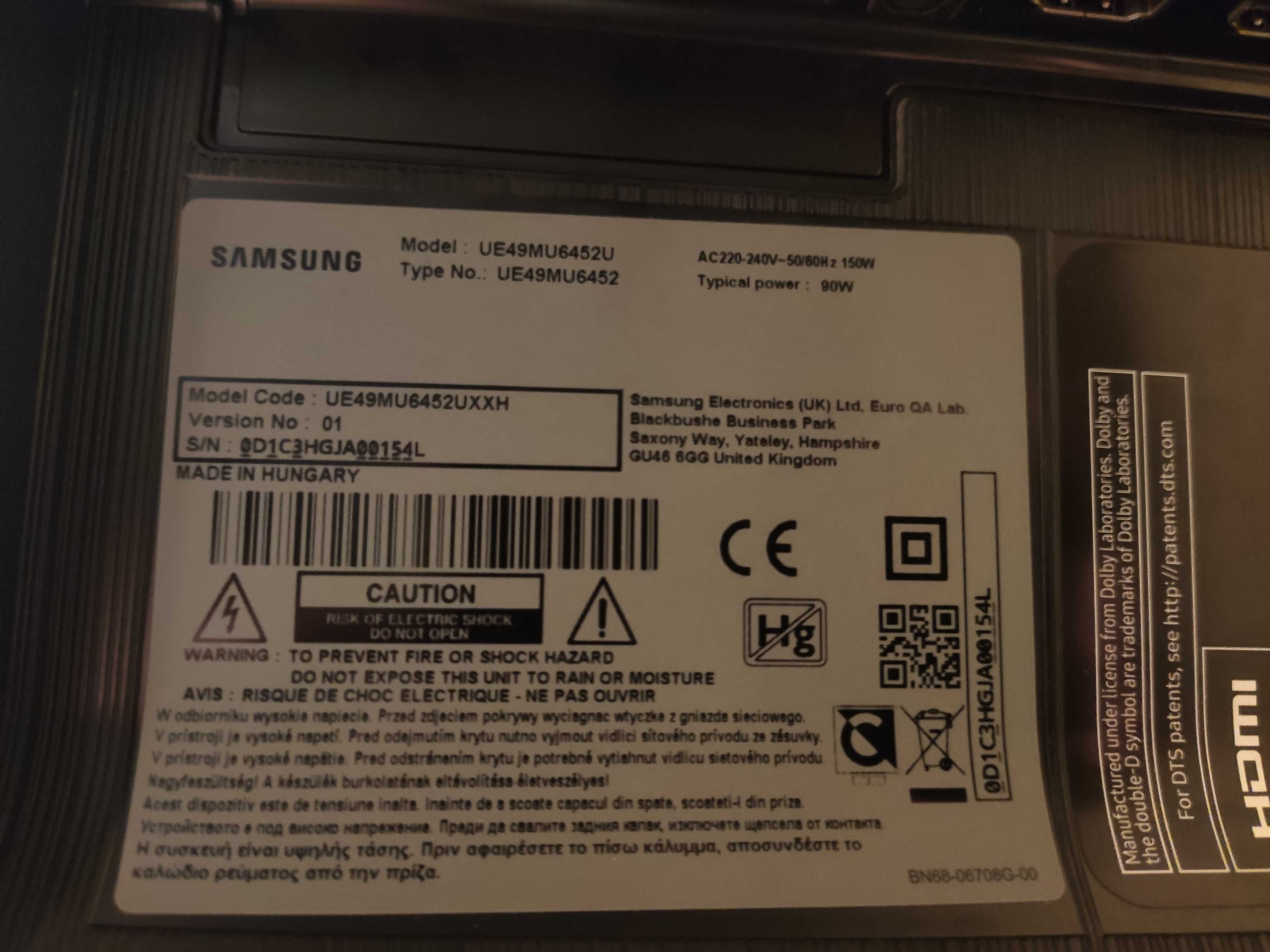 Smart TV Samsung UHD 4k 49" - uszkodzony
