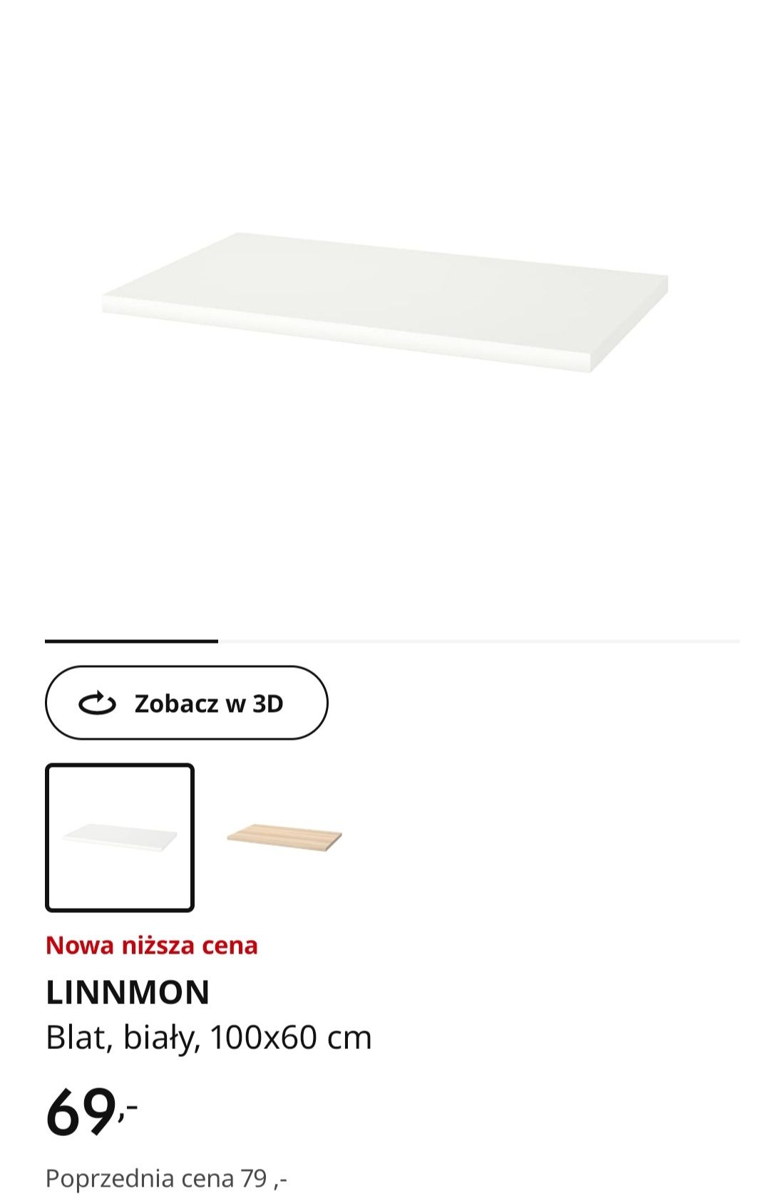 Blat bialy IKEA linnmon 100 cm X 60cm