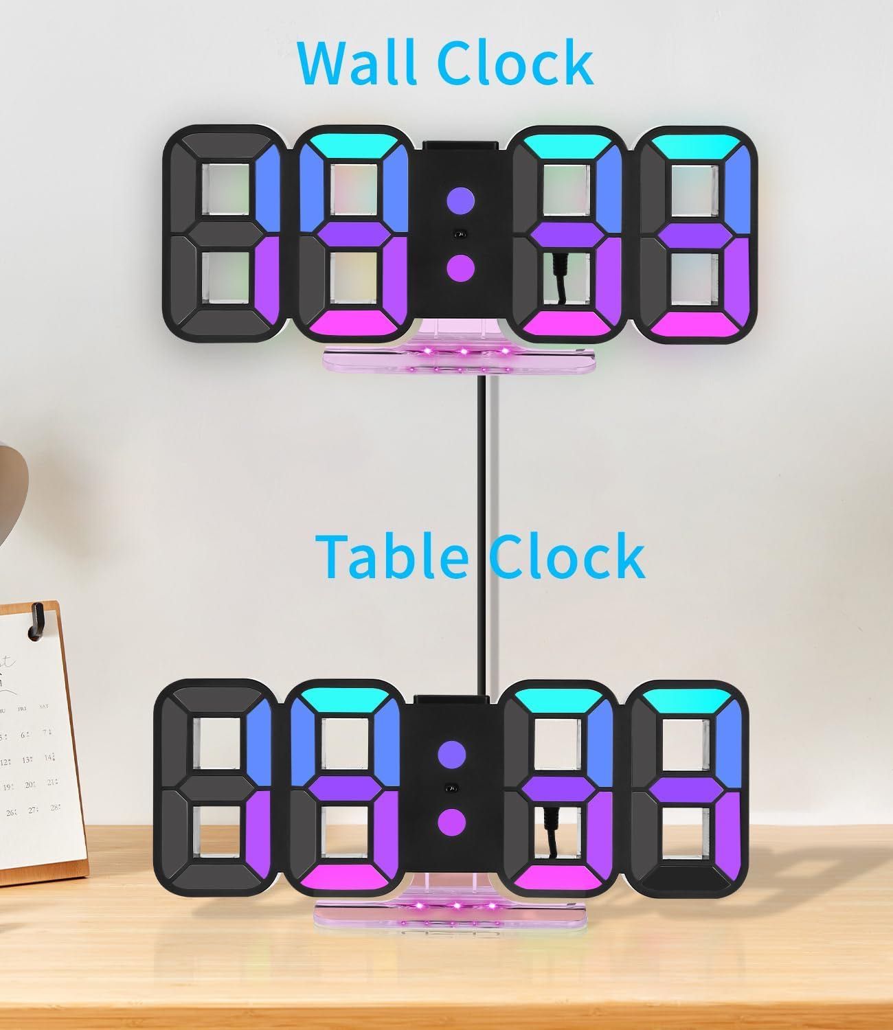 Cyfrowy budzik LED 3D z pilotem