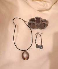 Biżuteria zestaw naszyjnik kolczyki i bransoletka vintage retro