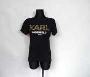 T-shirt Karl lagerfeld czarny ze złotym