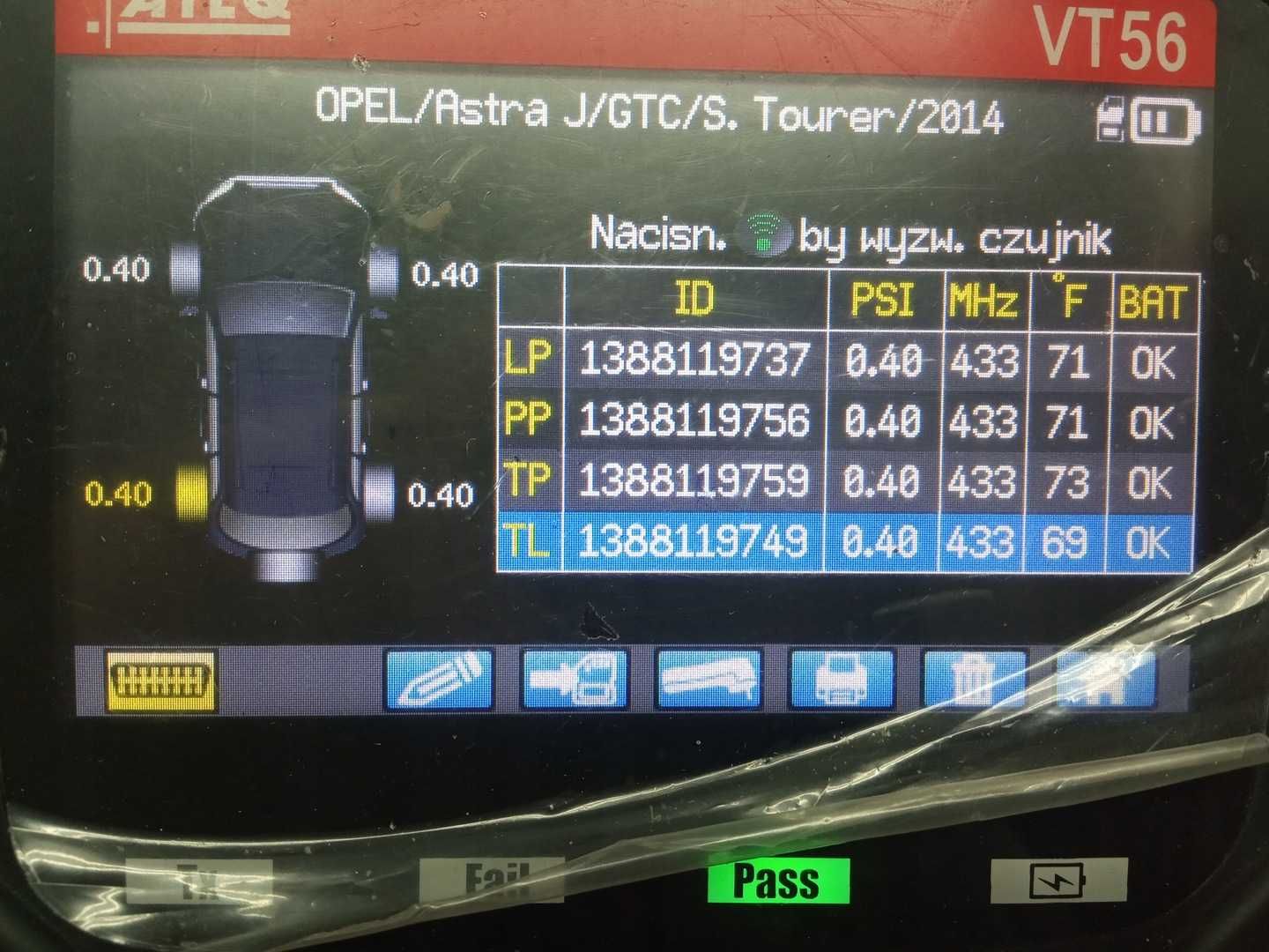 1x czujnik ciśnienia TPMS OPEL ASTRA K 1350.6028