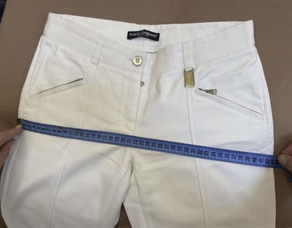 Белые летние брюки, лосины Dolce Gabbana, оригинал. Замочки