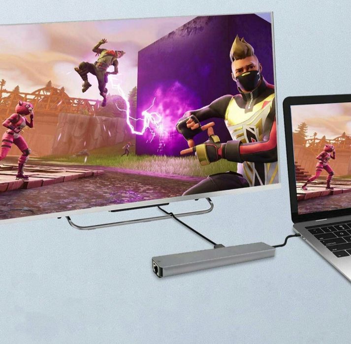 HUB USB C 3.0 8W1 adapter przejściówka port HDMI 4K karta SD LAN