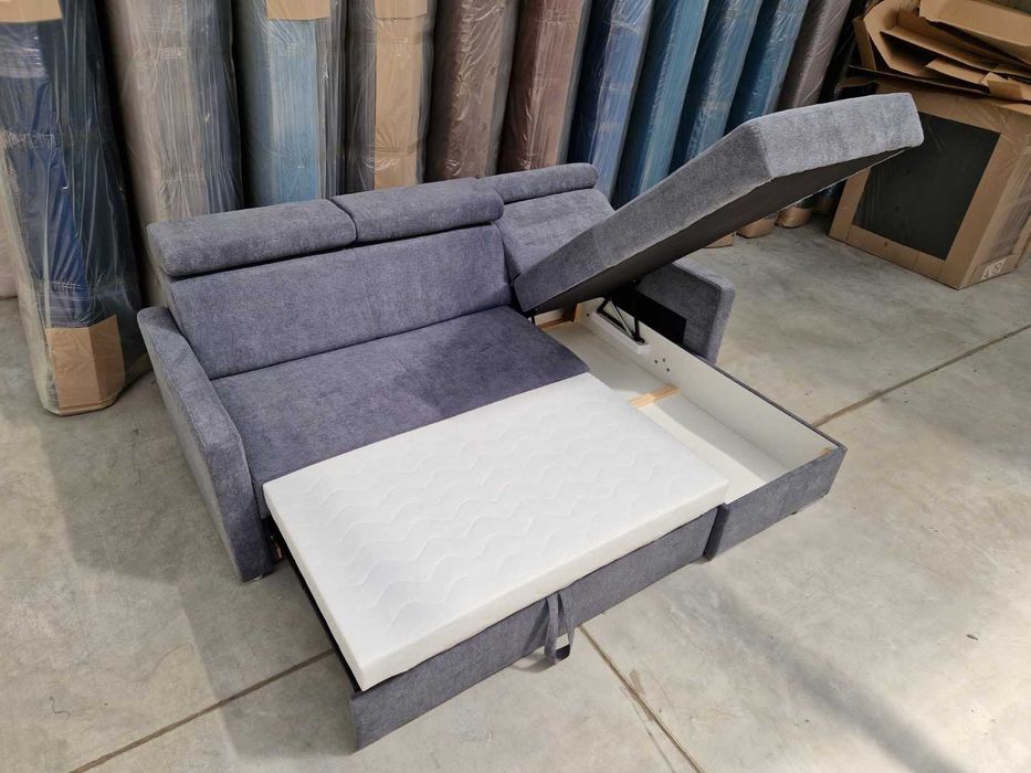 NOWY szary narożnik z funkcją i pojemnikiem KOMPAKTOWY - wyprzedaż 50%