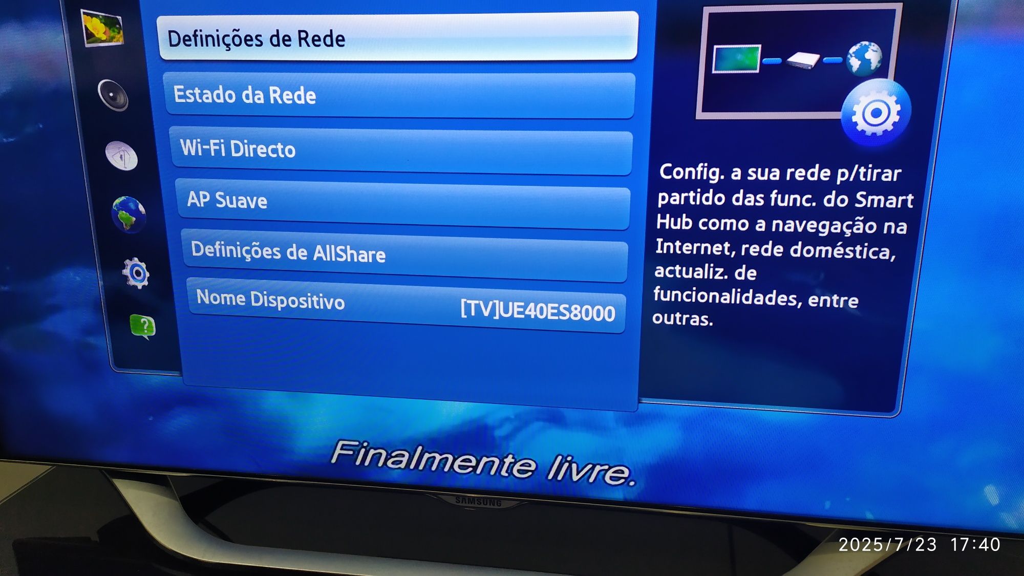 Smart TV Samsung 40 polegadas 3D com comandos voz e movimentos