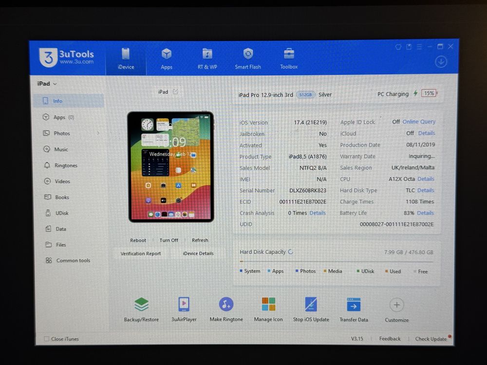 iPad Pro 12.9 3. gen. (A1876) - 512GB - faktura VAT 23%