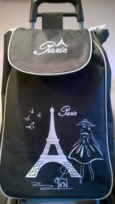 Torba na kółkach potrójnych wózek na zakupy składany solidny czarny