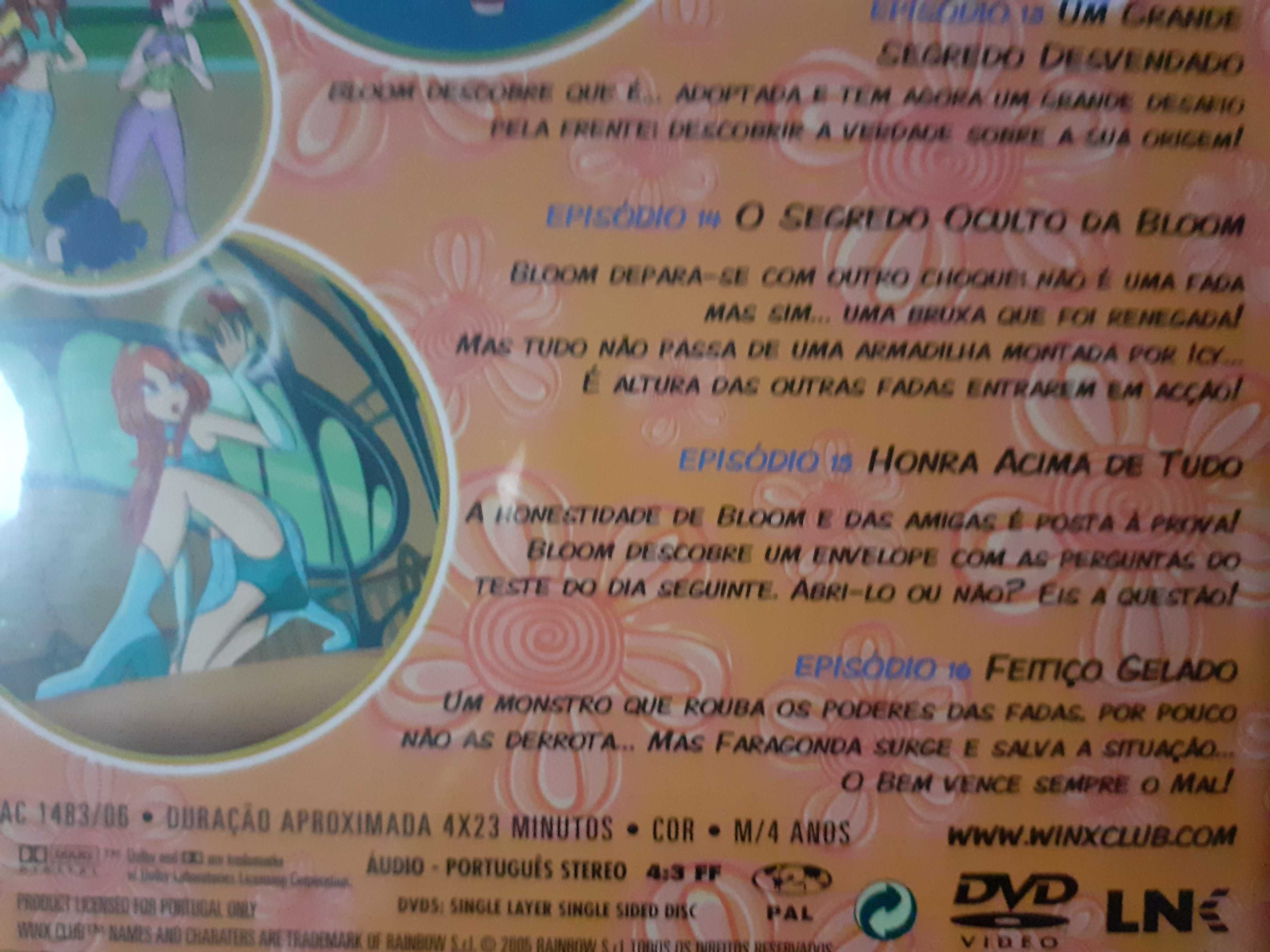 4 DVD's Winx usados apenas uma ou duas vezes