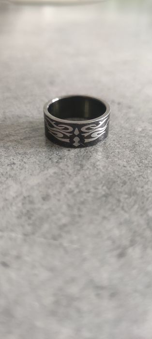 Obrączka, pierścionek ze stali nierdzewnej, czarny, roz. 14