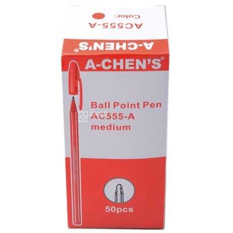 Ручка шариковая A-Chens-555 красная - ОПТ !