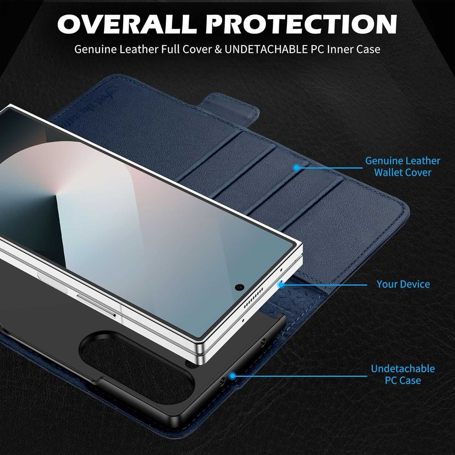 SHIELDON etui skórzane naturalne Samsung Galaxy Z Fold6 portfel Granat