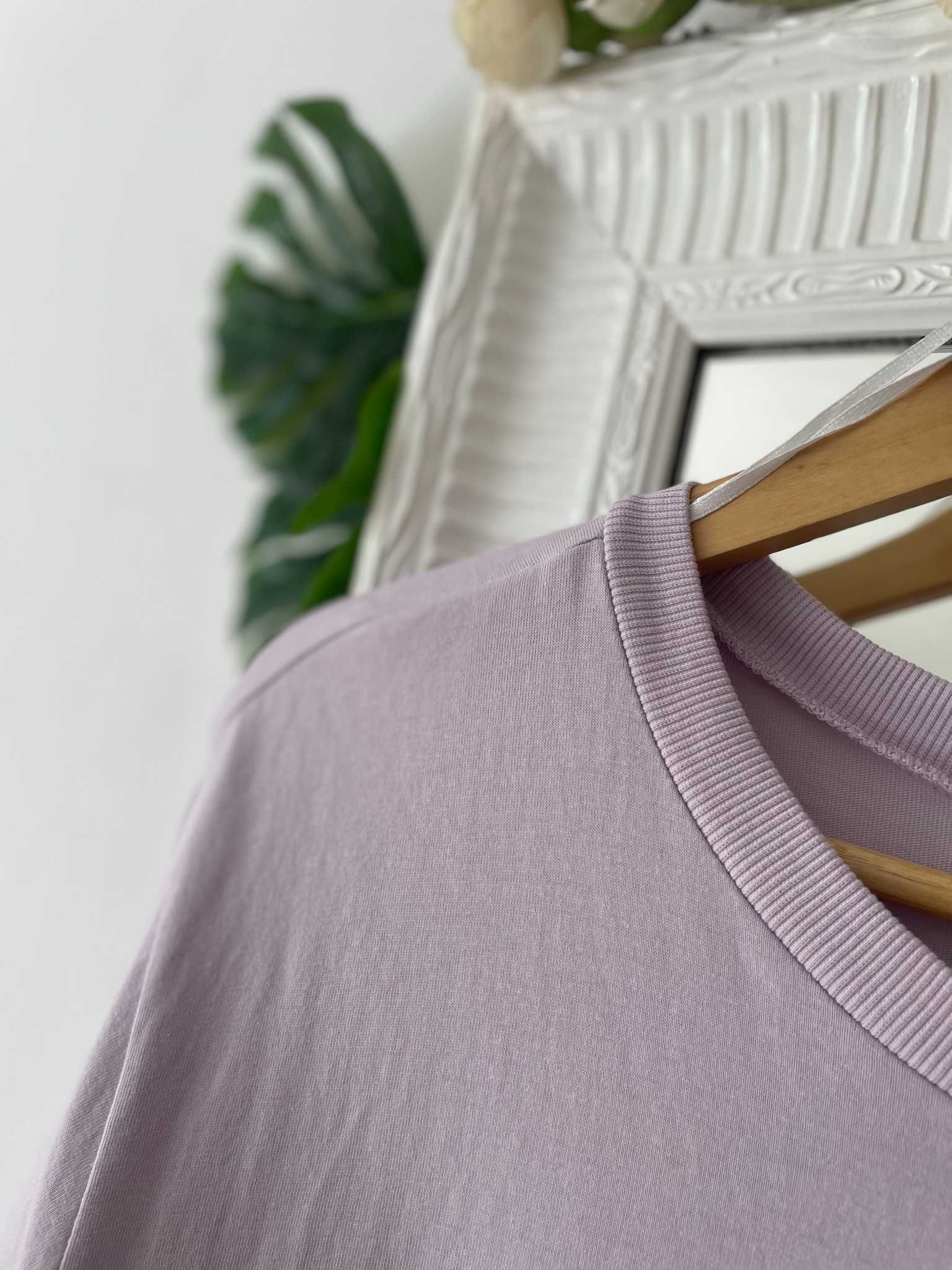 H&M sukienka wrzosowa liliowa babydoll falbana bufiaste rękawy S 36