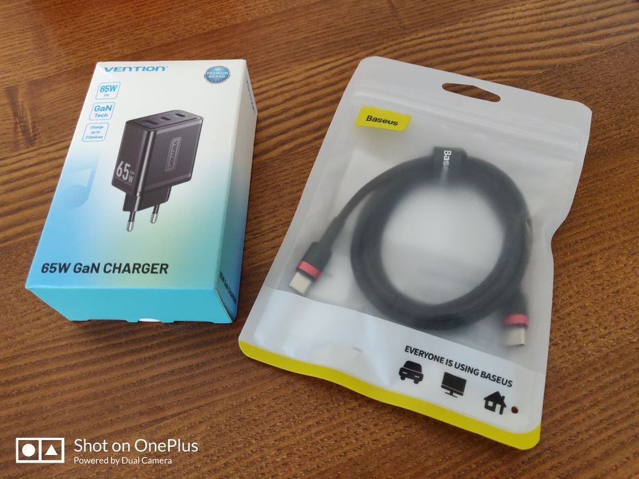 Зарядний пристрій Vention Gan III 65w + кабель Baseus 100w