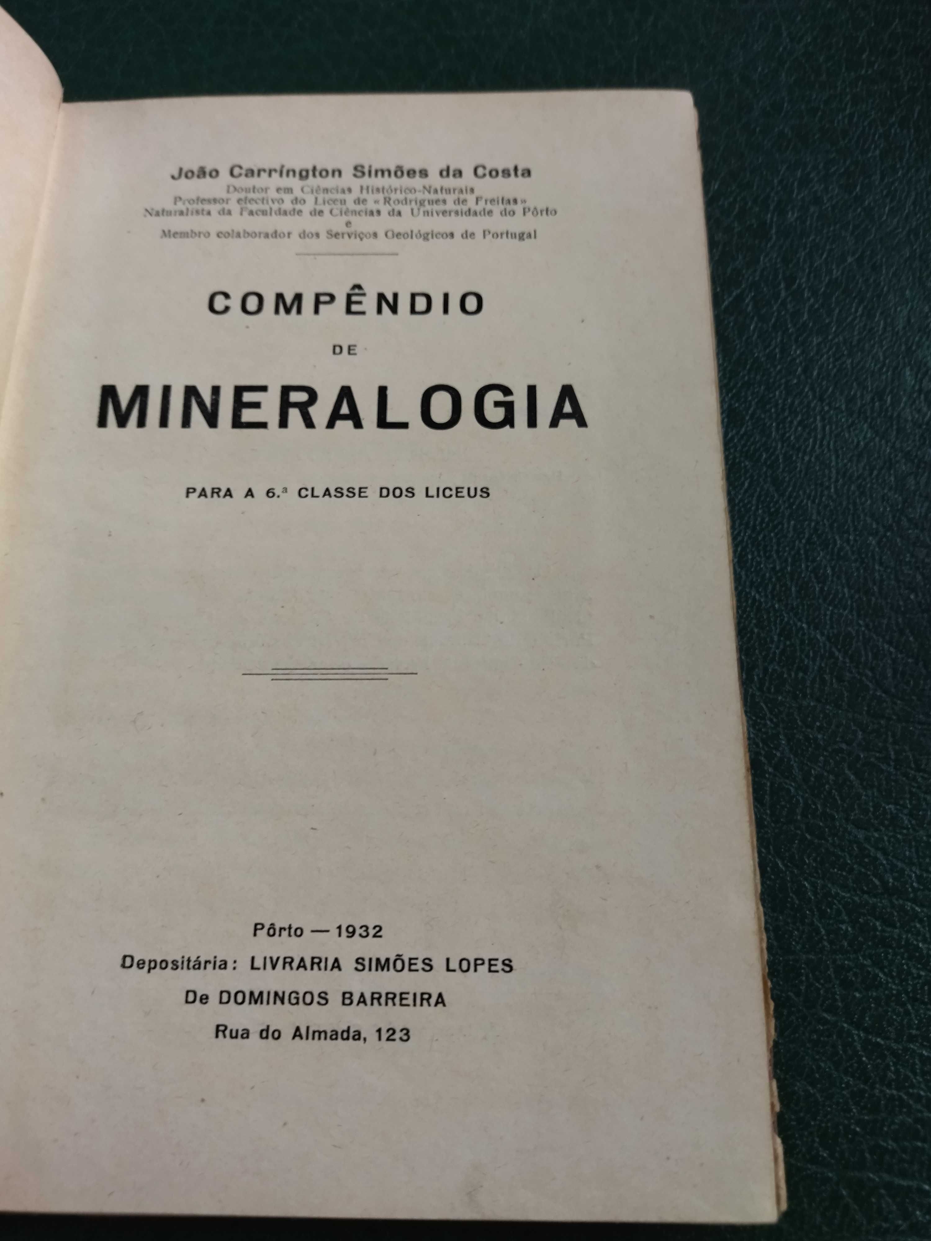 Compêndio de Mineralogia de João Carrington Simões da Costa 1932